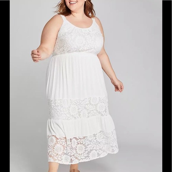 NWT Lane Bryant Lace-Inset Midi Dress - Picture 1 of 2